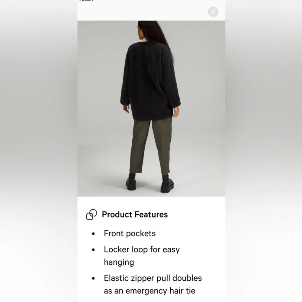 Lululemon Collarless Textured Fleece Full Zip Jacket Black